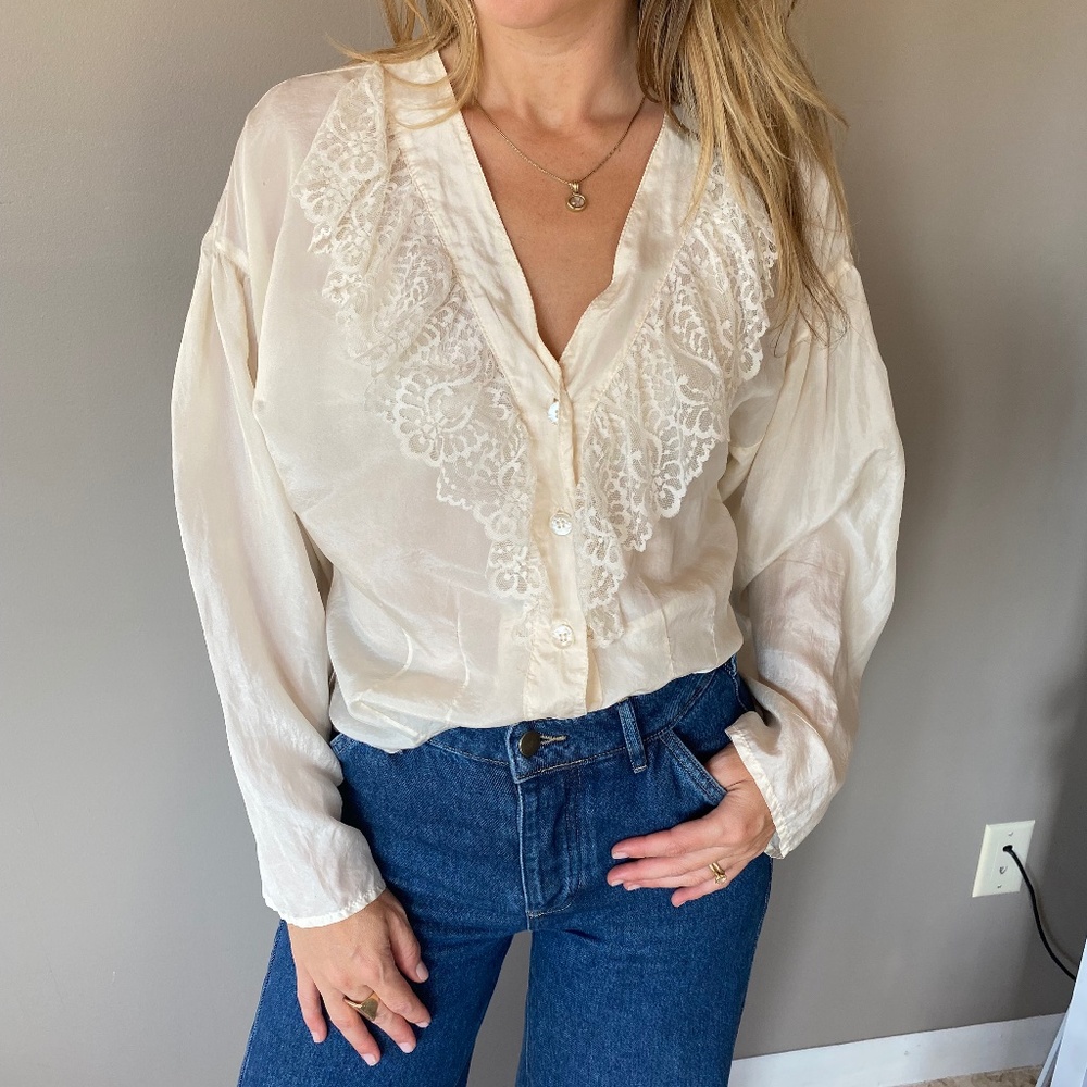 Vintage silk lace blouse